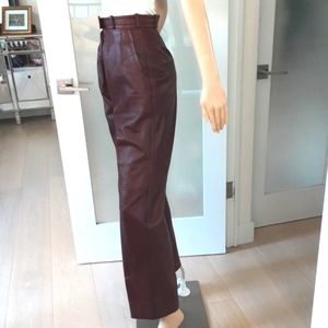 YVES SAINT LAURENT-YSL   Lambskin Leather High-waisted Pants